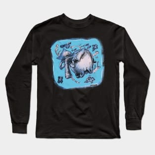 flying elephant blue Long Sleeve T-Shirt